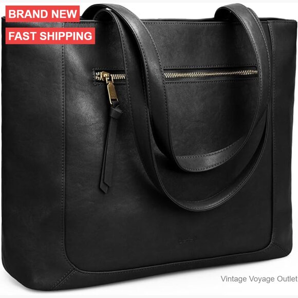 Handbags - Genuine Leather Tote Bag with Laptop Compartment Work Purse